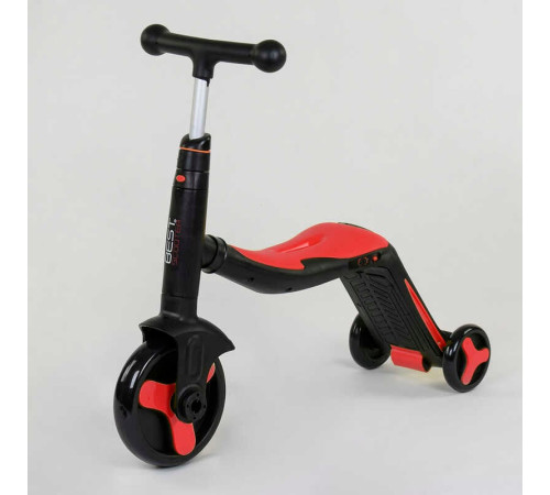 Самокат 3в1 JT 28288 (1) Best Scooter, самокат-велобіг-велосипед, ЧЕРВОНИЙ, світло, 8 мелодій, колеса PU, переднє колесо d = 20см, задні d = 11см