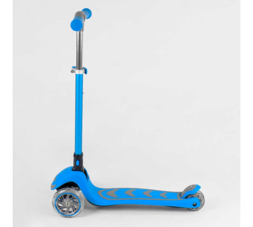 Самокат триколісний 38603 (4) Best Scooter, БЛАКИТНИЙ, складне алюмінієве кермо, 4 колеса PU зі світлом, d = 12 см