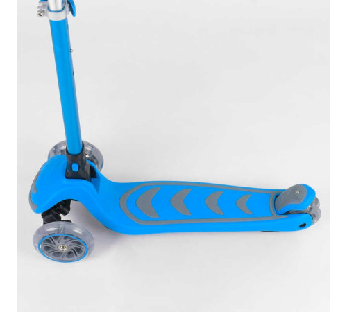 Самокат триколісний 38603 (4) Best Scooter, БЛАКИТНИЙ, складне алюмінієве кермо, 4 колеса PU зі світлом, d = 12 см