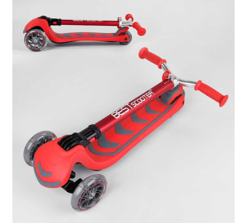 Самокат триколісний Y-00325 (4) Best Scooter, ЧЕРВОНИЙ, складне алюмінієве кермо, 4 колеса PU зі світлом, d = 12 см – в наличии! Купите сейчас у KAZKOVA