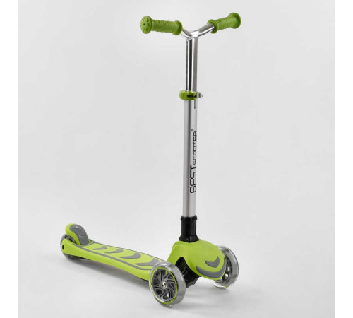 Самокат триколісний Y-00436 (4) Best Scooter, САЛАТОВИЙ, складне алюмінієве кермо, 4 колеса PU зі світлом, d = 12 см – в наличии! Купите сейчас у KAZKOVA