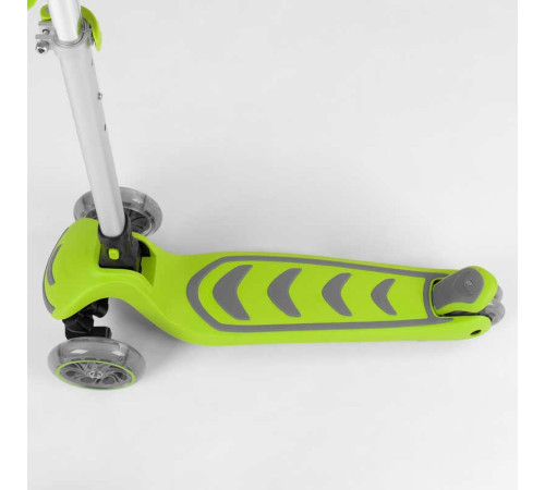 Самокат триколісний 46987 (4) Best Scooter, САЛАТОВИЙ, складне алюмінієве кермо, 4 колеса PU зі світлом, d = 12 см