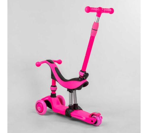 Самокат-велобіг 3в1 триколісний BS-23180 (4) Best Scooter, 3 колеса PU зі світлом, сидіння, амортизатори, батьківська ручка