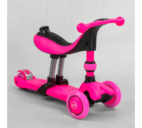 Самокат-велобіг 3в1 триколісний BS-23180 (4) Best Scooter, 3 колеса PU зі світлом, сидіння, амортизатори, батьківська ручка