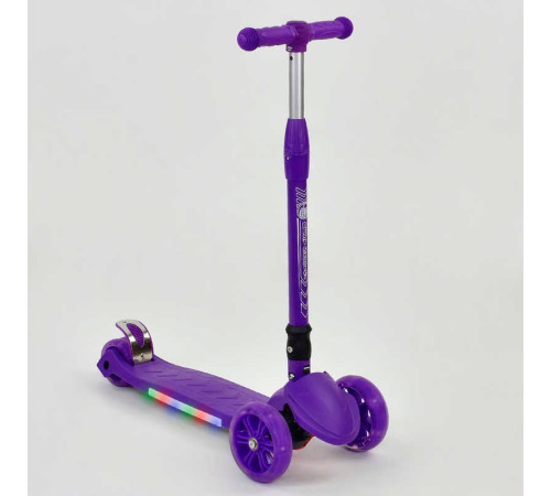 Самокат А 24734 / 881-4 L (8) ФІОЛЕТОВИЙ, складне кермо, d передніх коліс14 см, d задніх коліс 8см, колеса світяться + ПІДСВІЧУВАННЯ ПЛАТФОРМИ, в пакеті