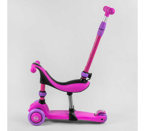 Самокат-велобіг 3в1 триколісний BS-26566 (4) Best Scooter, 3 колеса PU зі світлом, сидіння, амортизатори, батьківська ручка