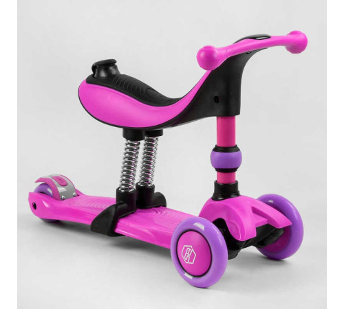 Самокат-велобіг 3в1 триколісний BS-26566 (4) Best Scooter, 3 колеса PU зі світлом, сидіння, амортизатори, батьківська ручка