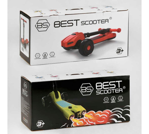 Самокат триколісний LT-12857 Best Scooter з парогенератором (6) складне кермо, ЗВУК МАШИНИ, ДИМ, СВІТЛО, пластмасовий, колеса PU 120х35мм, в коробці