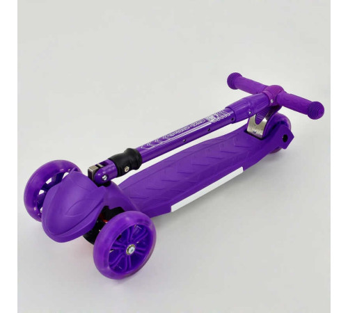 Самокат А 24734 / 881-4 L (8) ФІОЛЕТОВИЙ, складне кермо, d передніх коліс14 см, d задніх коліс 8см, колеса світяться + ПІДСВІЧУВАННЯ ПЛАТФОРМИ, в пакеті