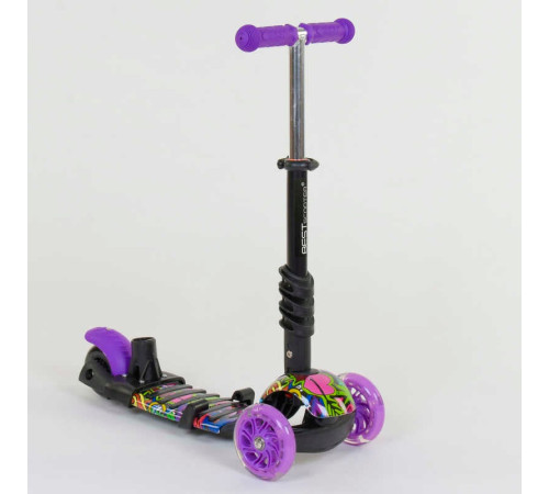 Самокат 5в1 13400 (1) Best Scooter, АБСТРАКЦІЯ, PU колеса, ПІДСВІЧУВАННЯ КОЛІС, в коробці