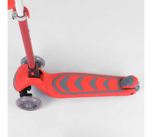 Самокат триколісний 92606 (4) Best Scooter, ЧЕРВОНИЙ, складне алюмінієве кермо, 4 колеса PU зі світлом, d = 12 см