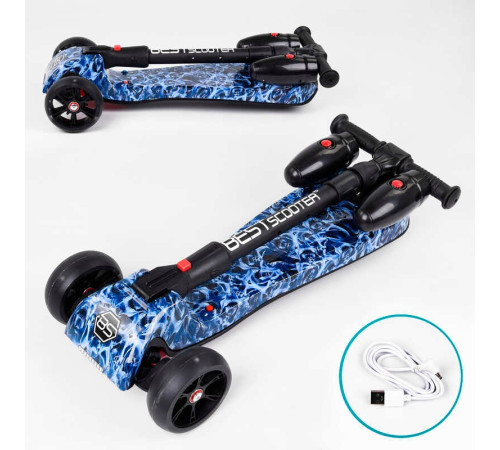 Самокат "Best Scooter" MAXI" 46189 з парогенератором (4) МУЗИКА, ДИМ, ТУРБІНИ, пластмасовий, колеса PU 120х40мм, складне алюмінієве кермо, в коробці