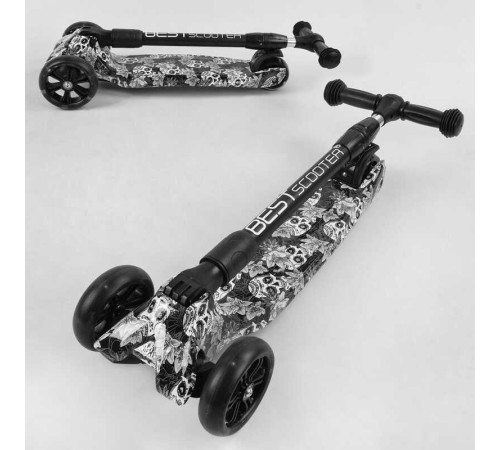 Самокат триколісний Best Scooter 65-878 MAXI (6) складне алюмінієве кермо, 3 колеса PU зі світлом, переднє 130х35 мм, заднє 80х45 мм, в коробці