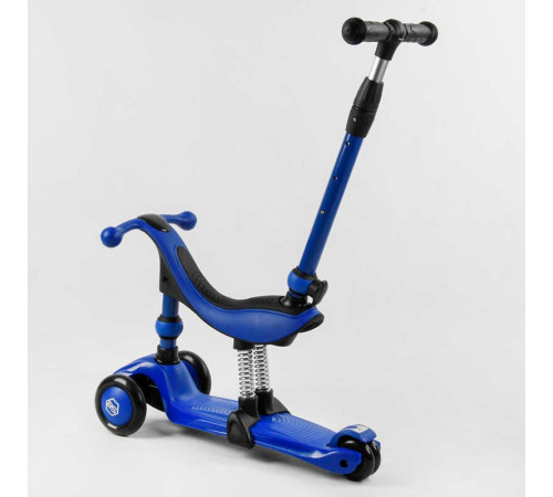 Самокат-велобіг 3в1 триколісний BS-27018 (4) Best Scooter, 3 колеса PU зі світлом, сидіння, амортизатори, батьківська ручка