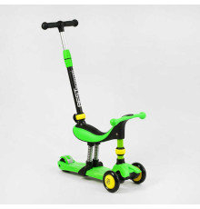 Самокат-велобіг 3в1 триколісний BS-30802 (4) Best Scooter, 3 колеса PU зі світлом, сидіння, амортизатори, батьківська ручка