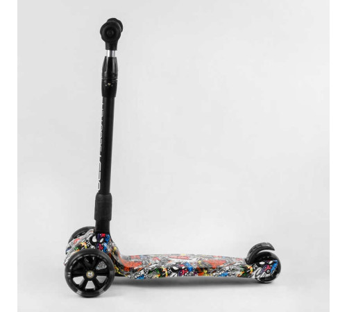 Самокат триколісний Best Scooter 98-277 MAXI (6) складне алюмінієве кермо, 3 колеса PU зі світлом, переднє 130х35 мм, заднє 80х45 мм, в коробці