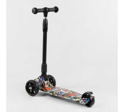 Самокат триколісний Best Scooter 98-277 MAXI (6) складне алюмінієве кермо, 3 колеса PU зі світлом, переднє 130х35 мм, заднє 80х45 мм, в коробці