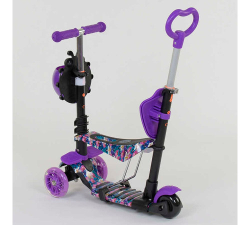 Самокат 5в1 19870 (1) Best Scooter, АБСТРАКЦІЯ, PU колеса, ПІДСВІЧУВАННЯ КОЛІС, в коробці