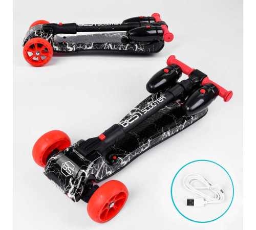 Самокат "Best Scooter" MAXI" 80542 з парогенератором (4) МУЗИКА, ДИМ, ТУРБІНИ, пластмасовий, колеса PU 120х40мм, складне алюмінієве кермо, в коробці