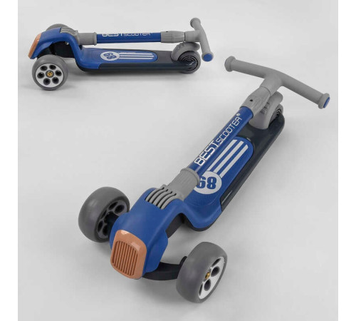 Самокат триколісний RS-8999 (6) Best Scooter, СИНІЙ,  складне алюмінієве кермо, 3 колеса PU зі світлом, d = 120*50 мм – в наличии! Купите сейчас у KAZKOVA