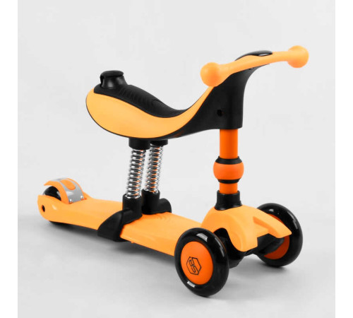 Самокат-велобіг 3в1 триколісний BS-50584 (4) Best Scooter, 3 колеса PU зі світлом, сидіння, амортизатори, батьківська ручка