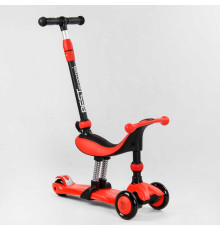 Самокат-велобіг 3в1 триколісний BS-71899 (4) Best Scooter, 3 колеса PU зі світлом, сидіння, амортизатори, батьківська ручка