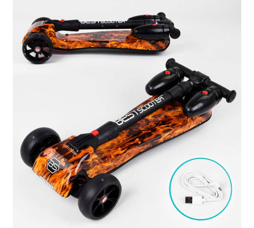 Самокат "Best Scooter" MAXI"89341 з парогенератором (4) МУЗИКА, ДИМ, ТУРБІНИ, пластмасовий, колеса PU 120х40мм, складне алюмінієве кермо, в коробці