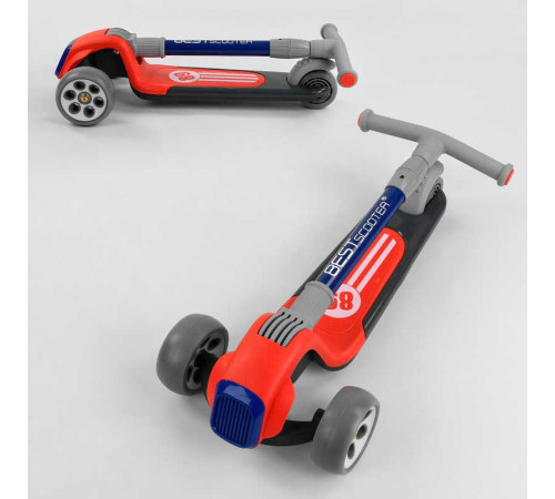 Самокат триколісний RS-9119 (6) Best Scooter, ЧЕРВОНИЙ,  складне алюмінієве кермо, 3 колеса PU зі світлом, d = 120*50 мм – в наличии! Купите сейчас у KAZKOVA