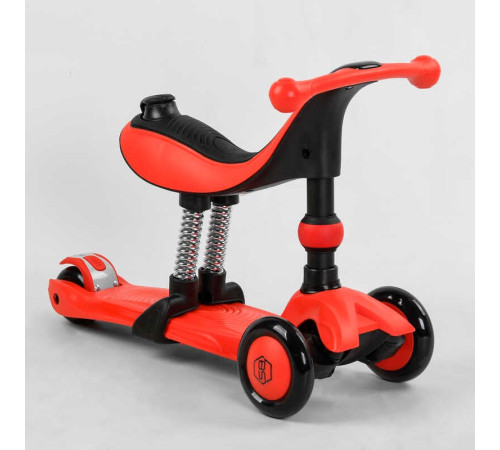 Самокат-велобіг 3в1 триколісний BS-71899 (4) Best Scooter, 3 колеса PU зі світлом, сидіння, амортизатори, батьківська ручка