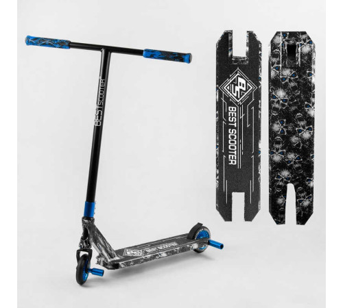 Самокат трюковий Best Scooter BS-99808 (4) HIC-система, ПЕГИ, алюмінієвий диск та дека з ПРИНТОМ, колеса PU, d = 110мм, ширина керма - 60 см, в коробці – в наличии! Купите сейчас у KAZKOVA