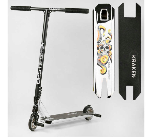 Самокат трюковий KR-82080 Best Scooter (4) "Kraken" HIC-система, ПЕГИ, алюмінієвий диск та дека, АНОДОВАНИЙ, колеса PU 110 мм, ширина керма 58 см – в наличии! Купите сейчас у KAZKOVA