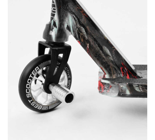 Самокат трюковий Best Scooter BS-77101 (4) HIC-система, ПЕГИ, алюмінієвий диск та дека з ПРИНТОМ, колеса PU, d = 110мм, ширина керма - 60 см, в коробці