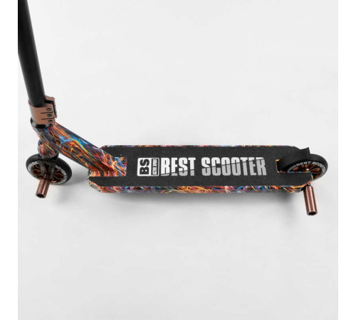 Самокат трюковий Best Scooter BS-77350 (4) HIC-система, ПЕГИ, алюмінієвий диск та дека з ПРИНТОМ, колеса PU, d = 110мм, ширина керма - 60 см, в коробці