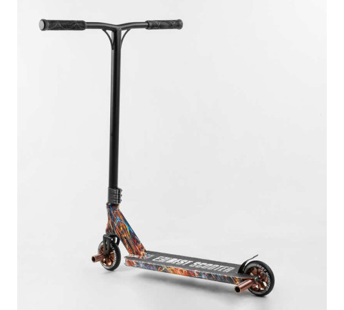 Самокат трюковий Best Scooter BS-77350 (4) HIC-система, ПЕГИ, алюмінієвий диск та дека з ПРИНТОМ, колеса PU, d = 110мм, ширина керма - 60 см, в коробці