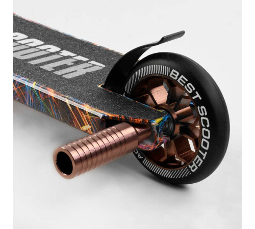 Самокат трюковий Best Scooter BS-77350 (4) HIC-система, ПЕГИ, алюмінієвий диск та дека з ПРИНТОМ, колеса PU, d = 110мм, ширина керма - 60 см, в коробці