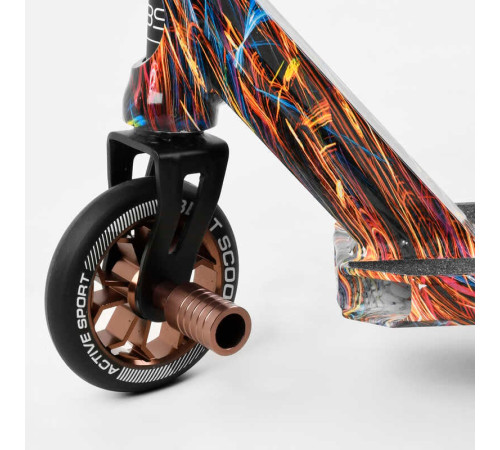 Самокат трюковий Best Scooter BS-77350 (4) HIC-система, ПЕГИ, алюмінієвий диск та дека з ПРИНТОМ, колеса PU, d = 110мм, ширина керма - 60 см, в коробці