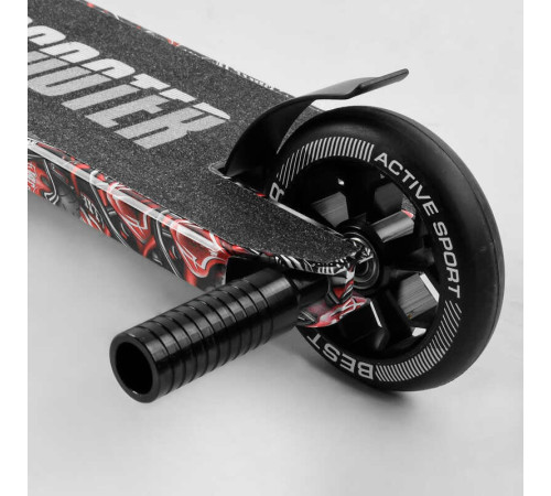 Самокат трюковий Best Scooter BS-77488 (4) HIC-система, ПЕГИ, алюмінієвий диск та дека з ПРИНТОМ, колеса PU, d = 110мм, ширина керма - 60 см, в коробці – в наличии! Купите сейчас у KAZKOVA