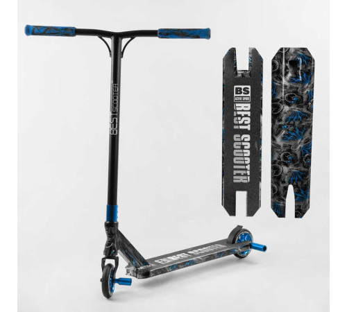Самокат трюковий Best Scooter BS-77566 (4) HIC-система, ПЕГИ, алюмінієвий диск та дека з ПРИНТОМ, колеса PU, d = 110мм, ширина керма - 60 см, в коробці – в наличии! Купите сейчас у KAZKOVA