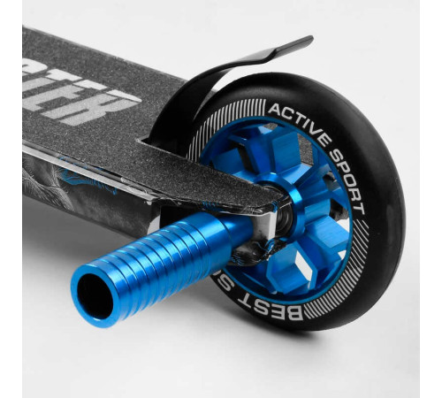 Самокат трюковий Best Scooter BS-77566 (4) HIC-система, ПЕГИ, алюмінієвий диск та дека з ПРИНТОМ, колеса PU, d = 110мм, ширина керма - 60 см, в коробці – в наличии! Купите сейчас у KAZKOVA