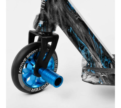 Самокат трюковий Best Scooter BS-77566 (4) HIC-система, ПЕГИ, алюмінієвий диск та дека з ПРИНТОМ, колеса PU, d = 110мм, ширина керма - 60 см, в коробці – в наличии! Купите сейчас у KAZKOVA