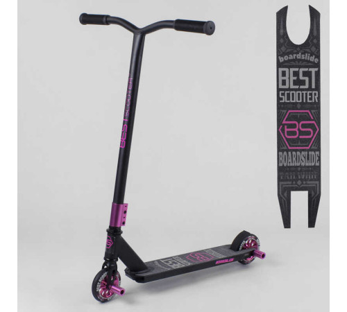 Самокат трюковий 52650 Best Scooter (1) пеґи, алюмінієвий диск і дека, колеса PU, d=110 мм, ширина керма — 52 см, В ПАКЕТІ