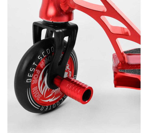 Самокат трюковий 46409 Best Scooter (4) HIC-система, ПЕГИ, алюмінієвий диск та дека, АНОДОВАНЕ ФАРБУВАННЯ, колеса PU, d = 110мм, ширина керма - 60 см – в наличии! Купите сейчас у KAZKOVA