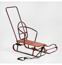 гр Санки "Королівські" 24506 плоскі полози, з ручкою, колір бордовий (1)