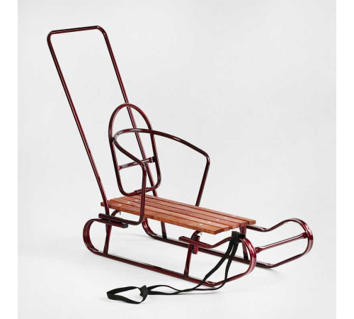 гр Санки "Королівські" 24506 плоскі полози, з ручкою, колір бордовий (1)