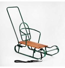 гр Санки "Королівські" 24903 плоскі полози, з ручкою, колір зелений (1)