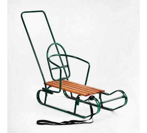 гр Санки "Королівські" 24903 плоскі полози, з ручкою, колір зелений (1)