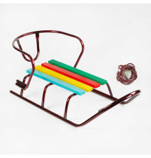 гр Санки "ЛЮКС КЛАСИК"-БЕЗ РУЧКИ круглі полози (1) колір бордовий, спинка