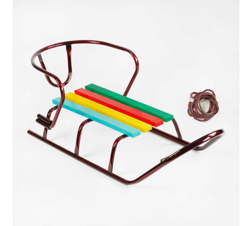 гр Санки "ЛЮКС КЛАСИК"-БЕЗ РУЧКИ круглі полози (1) колір бордовий, спинка