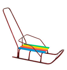 гр Сани "Класік" круглі полози - бордовий / З РУЧКОЮ /