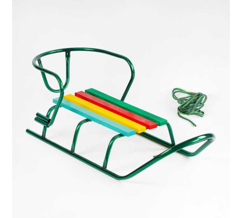 гр Санки "ЛЮКС КЛАСИК"-БЕЗ РУЧКИ круглі полози (1) колір зелений, спинка